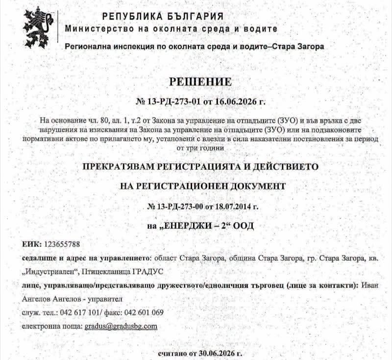 Enerdjy pro1 2026 новините от българия институциите признаха нарушения в дейността на дружеството, свързвано от години с проблема с неприятните миризми в... След години сигнали за миризми: риосв прекрати регистрацията на „енерджи-2“ в нова загора 2026 българия новините balgarianovinite. Com 2026-06-23 07:25:10 след години сигнали за миризми: риосв прекрати регистрацията на „енерджи-2“ в нова загора 2026 информационна агенция за разследваща журналистика и разследващ репортаж бургас, българия
